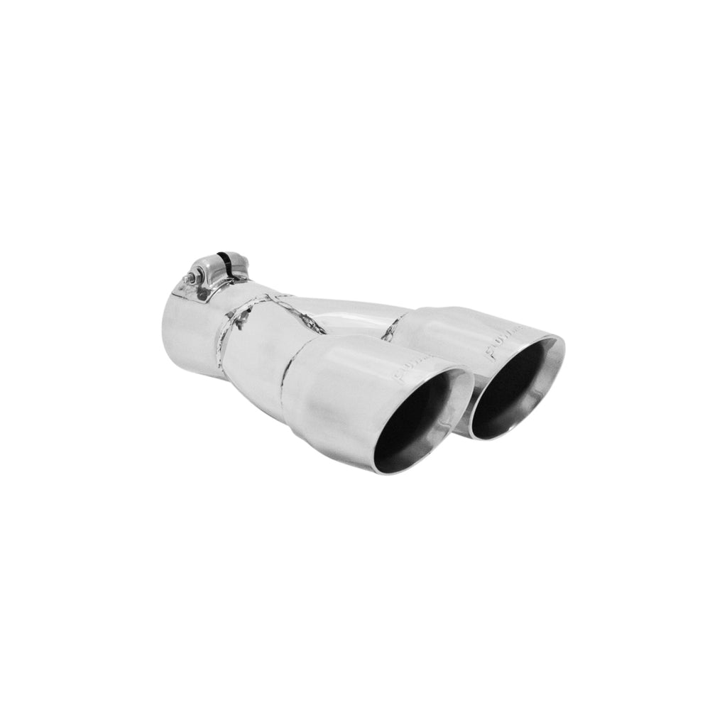 Exhaust-Tip-Logo-Embossed-Polished-Stainless-Double-Wall-Dual-Angle-Cut-Rou