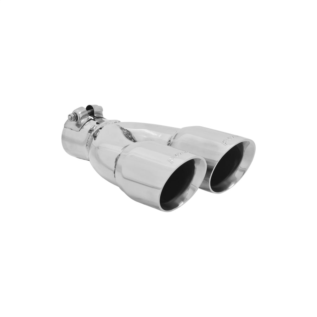 Exhaust-Tip-Logo-Embossed-Polished-Stainless-Double-Wall-Dual-Angle-Cut