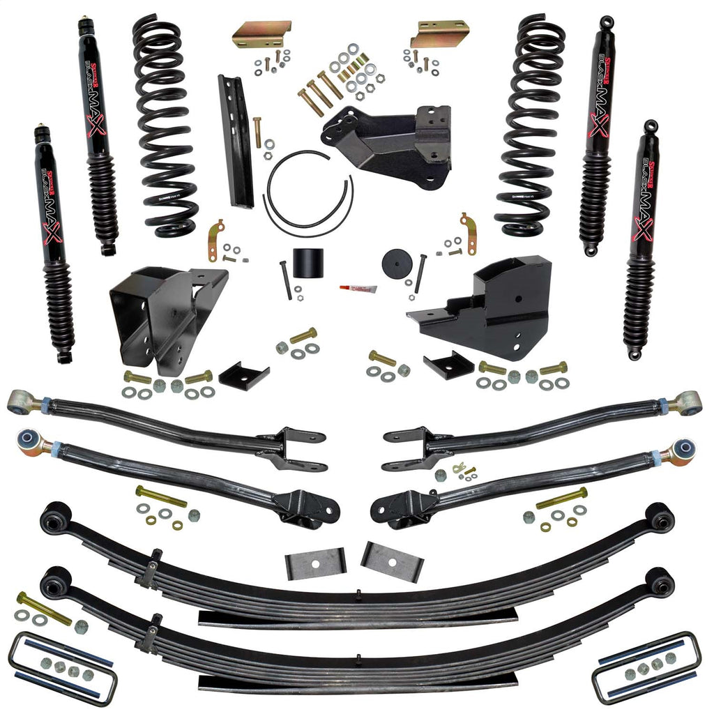 Skyjacker F234024KS-B 4 in. Lift Kit with Coils; Leafs; 4-Link Conversion and Black MAX Shocks. for Select Ford F-250 Super Duty, Ford F-350 Super Duty