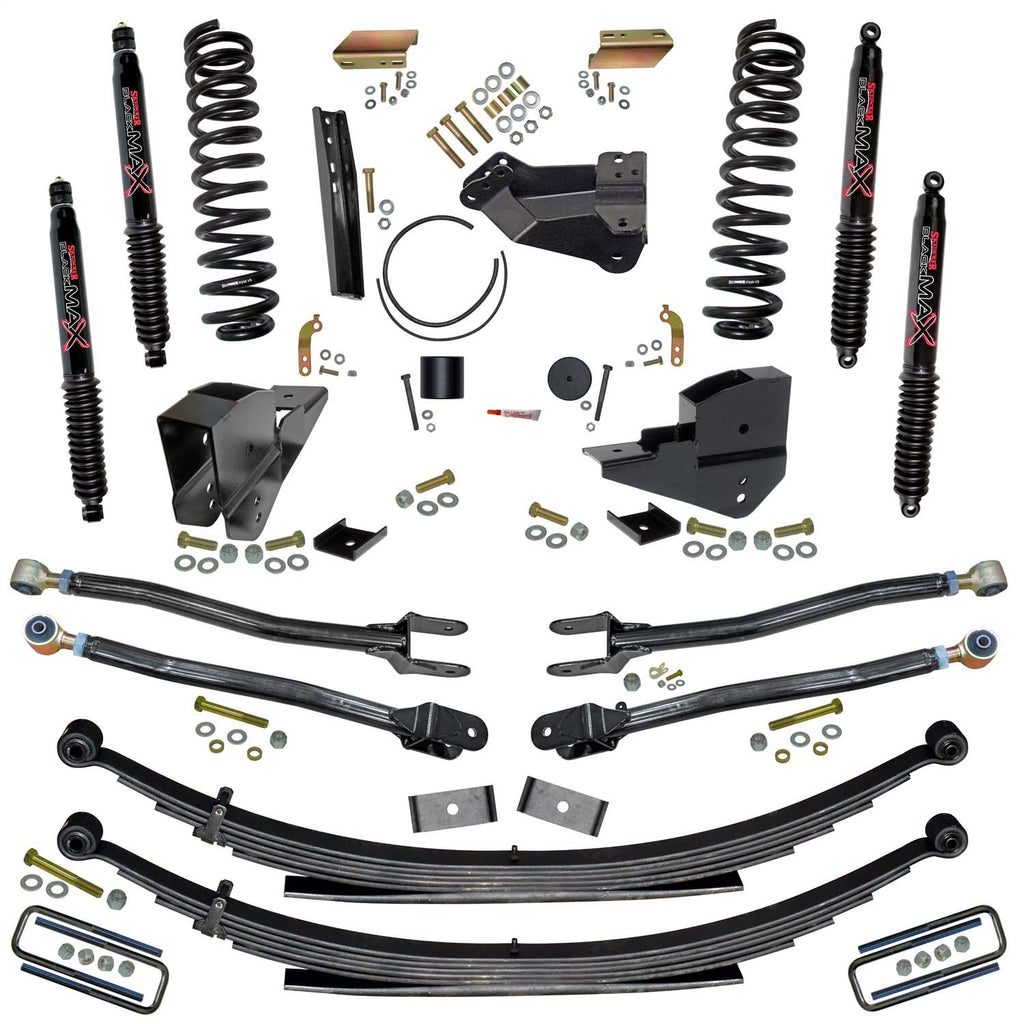 Skyjacker F234524KS-B 4 In. Lift Kit with Coils; Leafs; 4-Link Conversion and Black MAX Shocks. for Select Ford F-250 Super Duty, Ford F-350 Super Duty