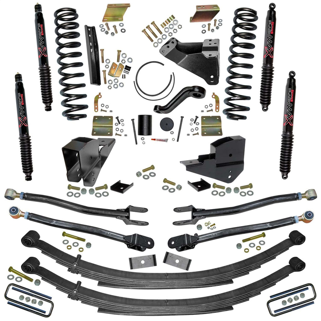 Skyjacker F236524KS-B 6 In. Lift Kit with Coils; Leafs; 4-Link Conversion and Black MAX Shocks. for Select Ford F-250 Super Duty, Ford F-350 Super Duty