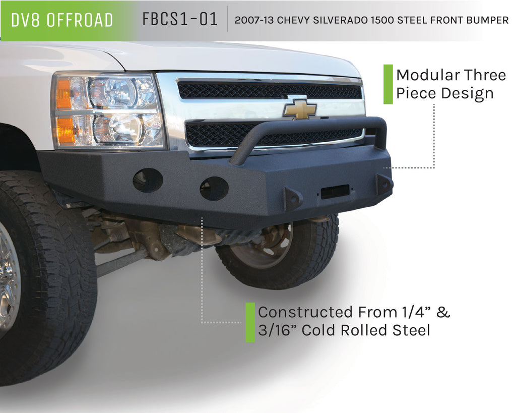 DV8 Offroad FBCS1-01 Truck Front Full Size Bumper for Select Chevrolet Silverado