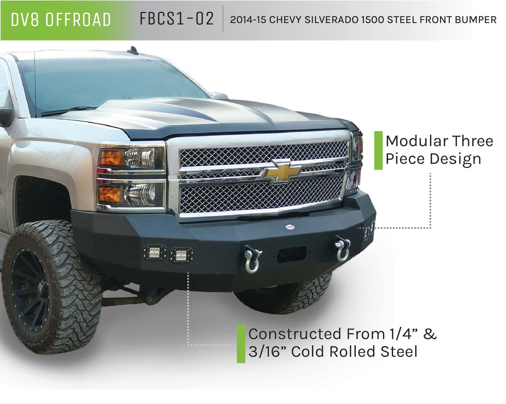 DV8 Offroad FBCS1-02 Truck Front Full Size Bumper for Select Chevrolet Silverado