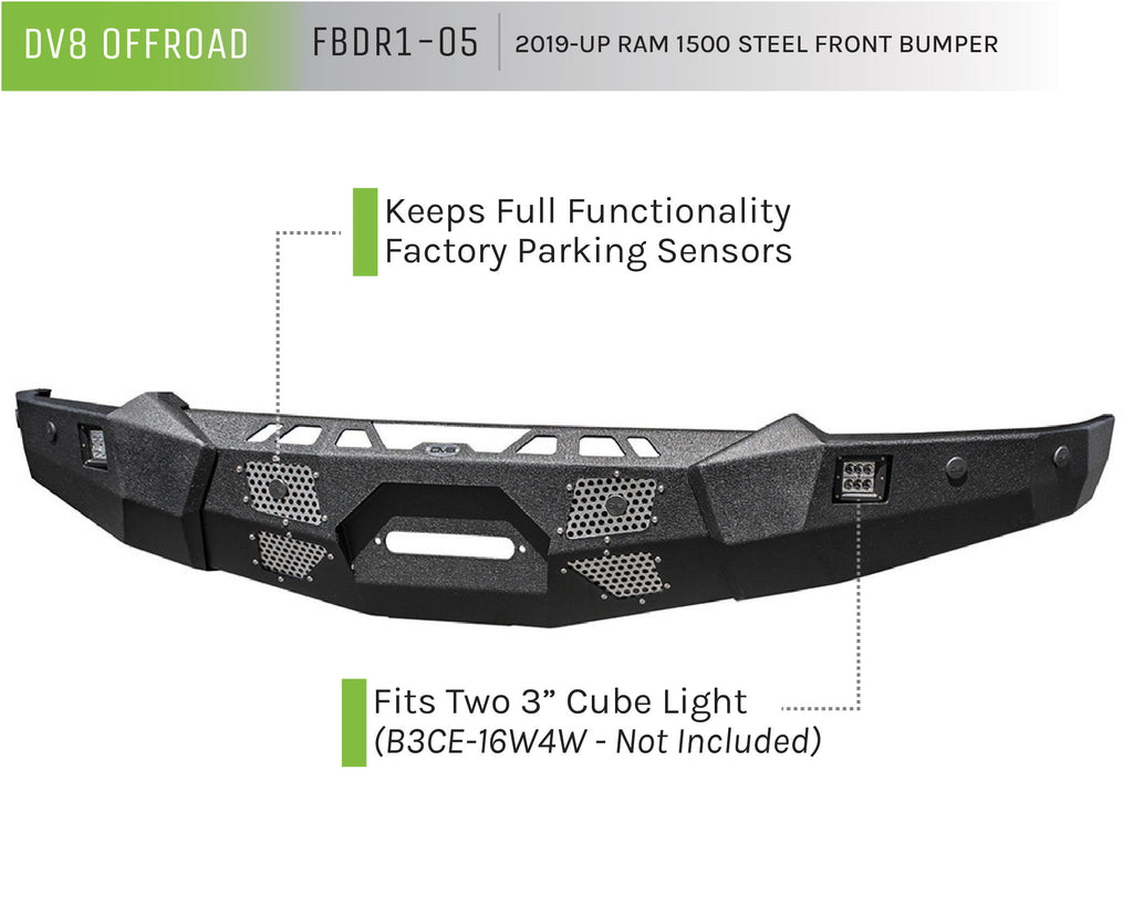 DV8 Offroad FBDR1-05 Truck Front Full Size Bumper for Select Ram