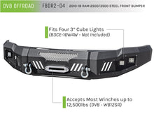 Load image into Gallery viewer, DV8 Offroad FBDR2-04 Truck Front Full Size Bumper for Select Dodge Ram 2500, Dodge Ram 3500, Ram 2500, Ram