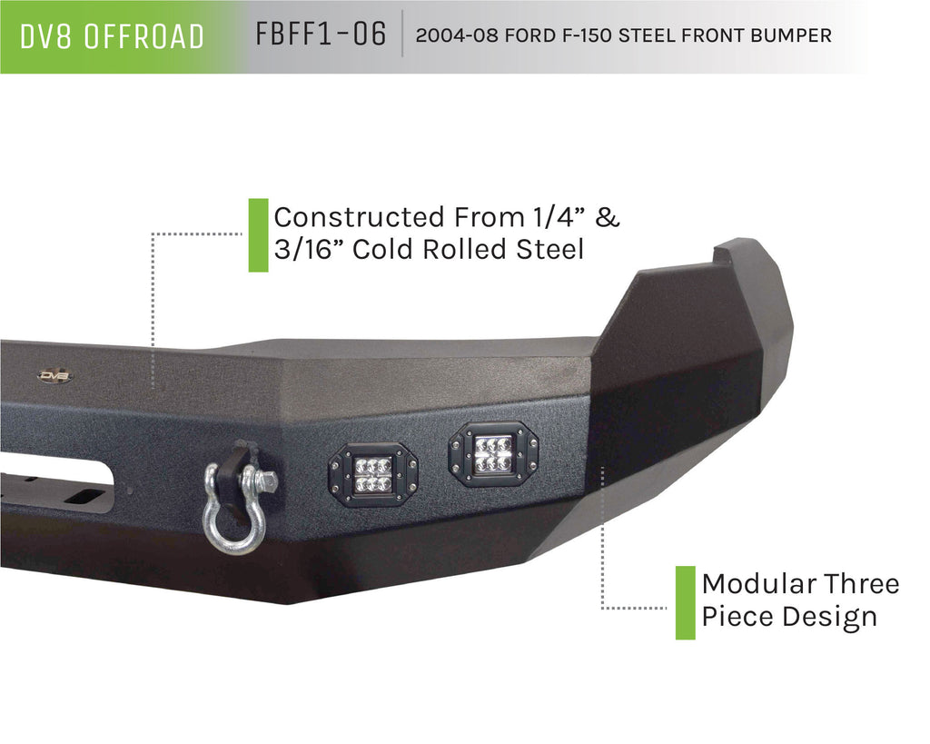 DV8 Offroad FBFF1-06 Truck Front Full Size Bumper for Select Ford F-150