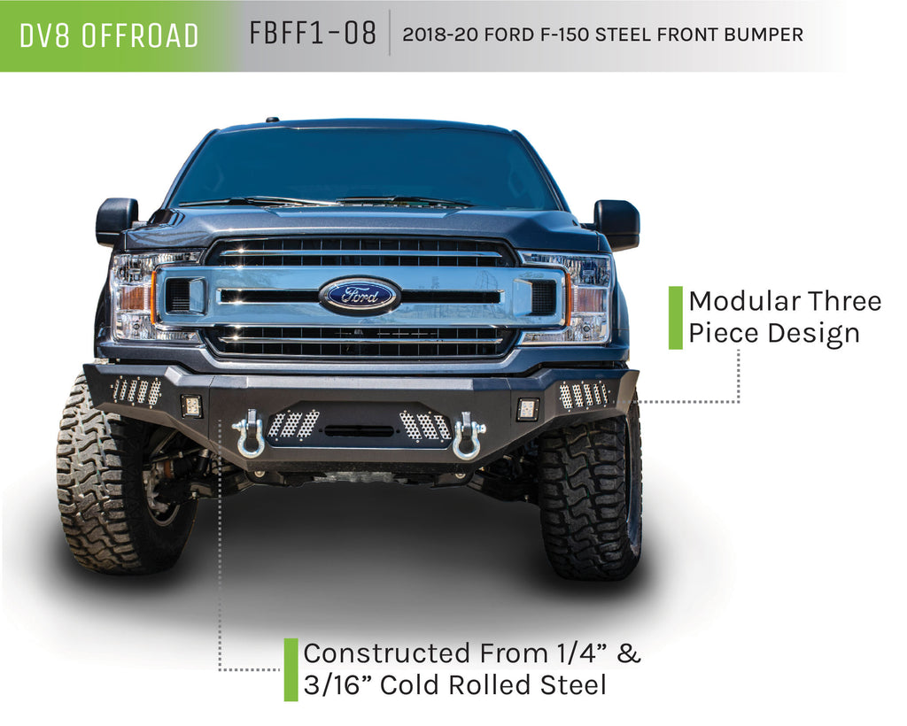 DV8 Offroad FBFF1-08 Truck Front Full Size Bumper for Select Ford F-150