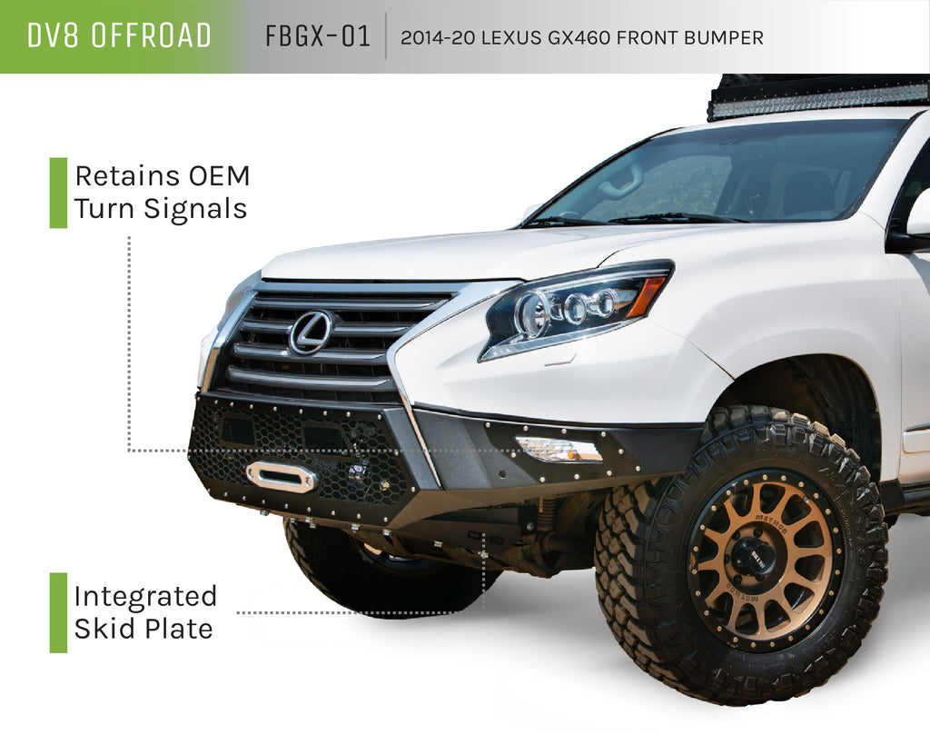 DV8 Offroad FBGX-01 FBGX-01 14-21 LEXUS GX 460 WINCH CAPABLE FRONT BUMPER WITH SENSOR HOLES for Select Lexus GX460