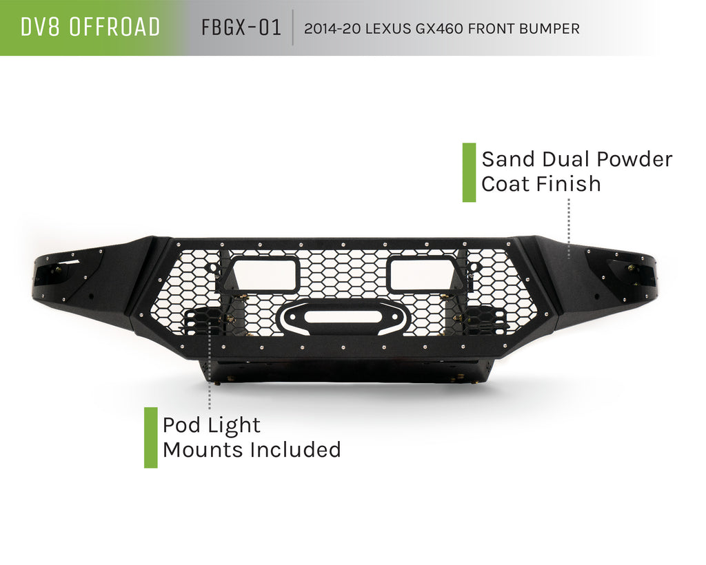 DV8 Offroad FBGX-01 FBGX-01 14-21 LEXUS GX 460 WINCH CAPABLE FRONT BUMPER WITH SENSOR HOLES for Select Lexus GX460