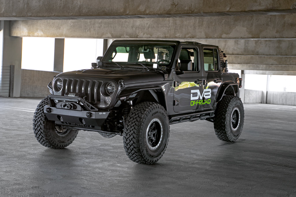 DV8 Offroad FBJL-06 FS-25 Stubby Front Bumper with Plated Bull Bar