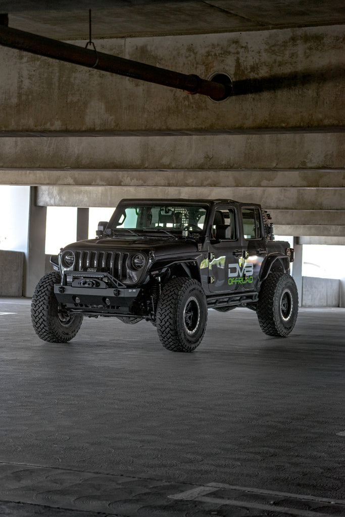 DV8 Offroad FBJL-06 FS-25 Stubby Front Bumper with Plated Bull Bar