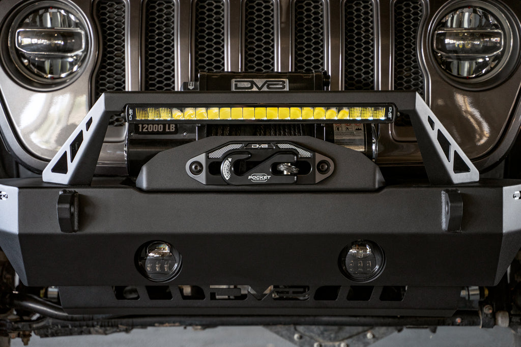 DV8 Offroad FBJL-06 FS-25 Stubby Front Bumper with Plated Bull Bar