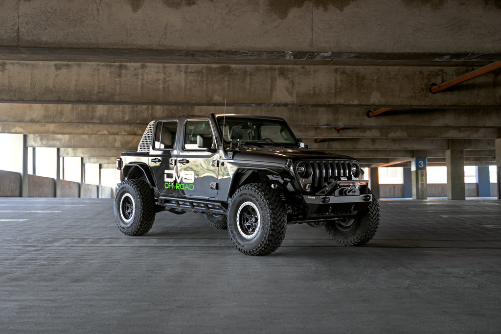 DV8 Offroad FBJL-06 FS-25 Stubby Front Bumper with Plated Bull Bar