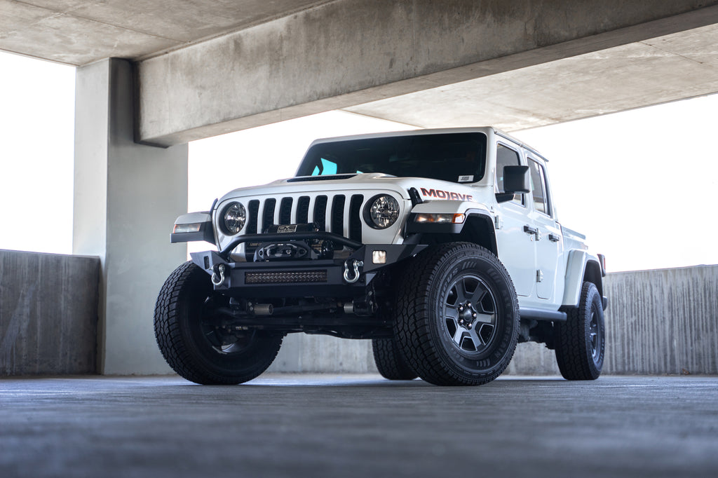 DV8 Offroad FBJL-07 Jeep Wrangler JL & Gladiator JT FS-7 Mid-Width Winch Front Bumper