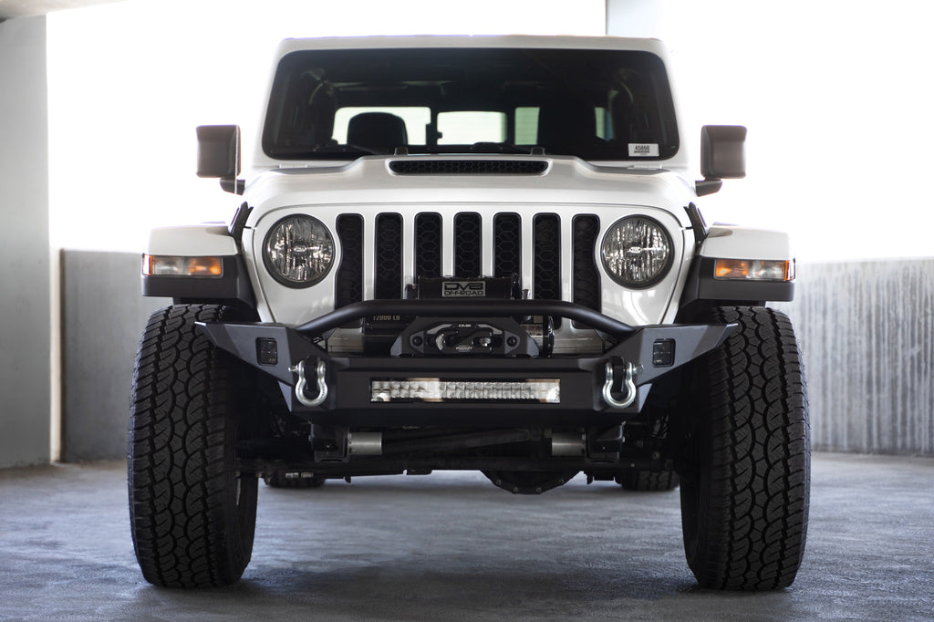 DV8 Offroad FBJL-07 Jeep Wrangler JL & Gladiator JT FS-7 Mid-Width Winch Front Bumper