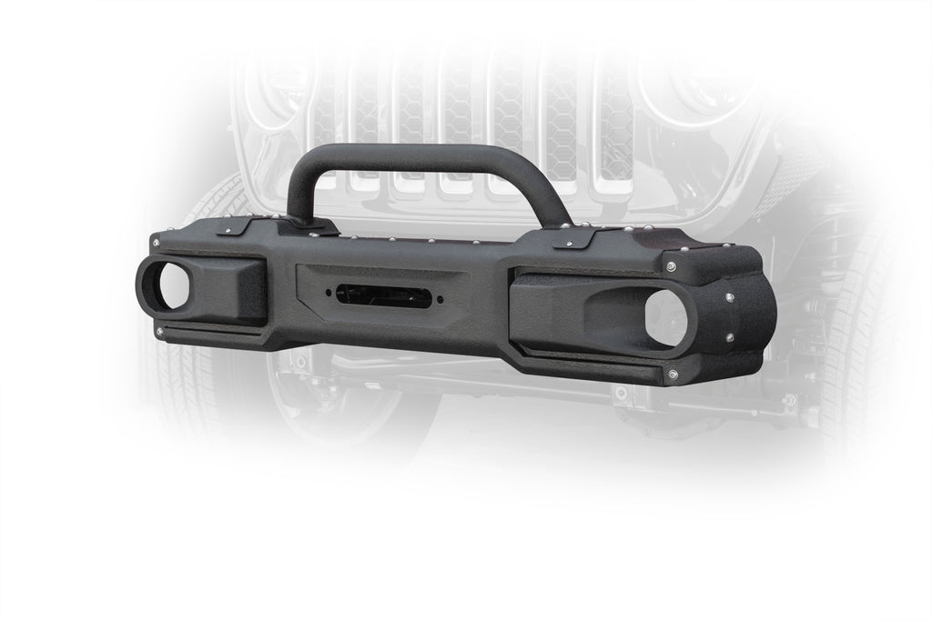 DV8 Offroad FBJL-10 Jeep Modular Front Bumper with Bull Bar for Select Jeep Gladiator, Jeep Wrangler