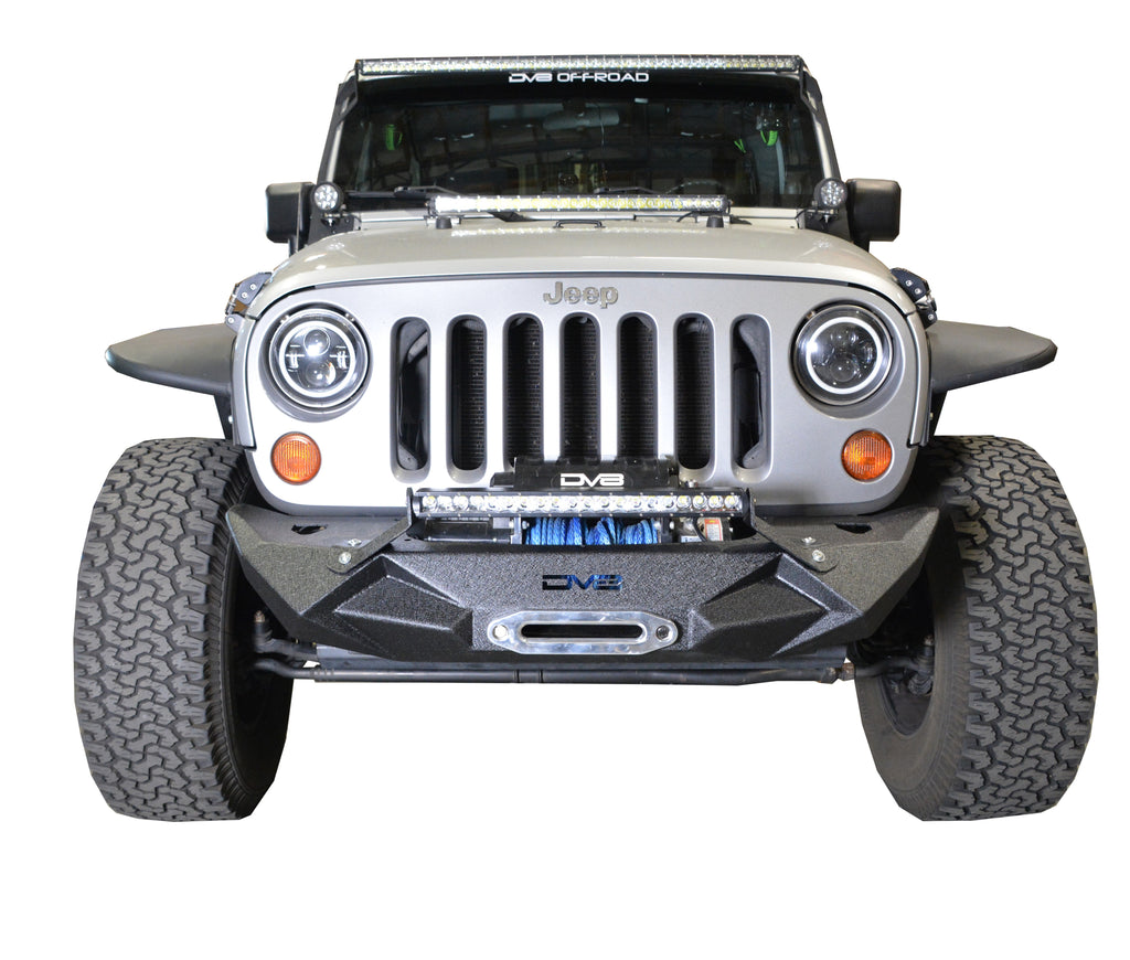 DV8 Offroad FBSHTB-24 Jeep Stubby Front Bumper FS-24 for Select Jeep Gladiator, Jeep Wrangler, Jeep Wrangler JK