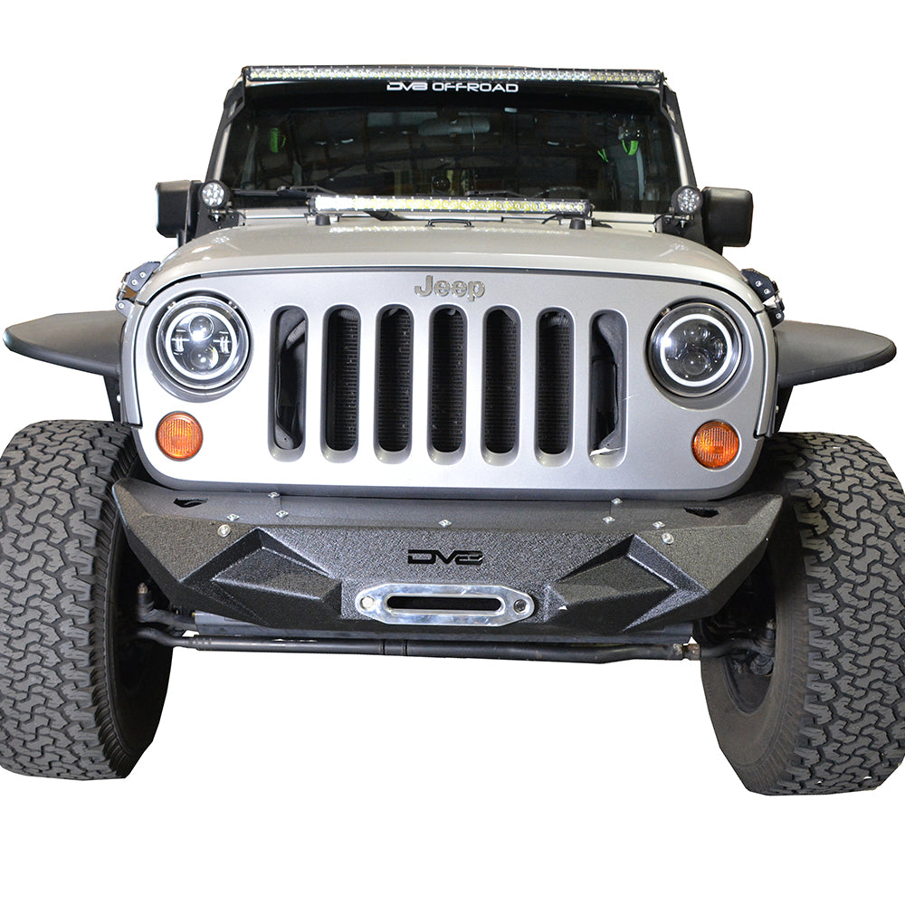 DV8 Offroad FBSHTB-24 Jeep Stubby Front Bumper FS-24 for Select Jeep Gladiator, Jeep Wrangler, Jeep Wrangler JK