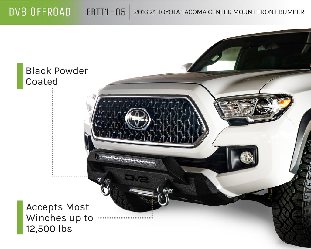 DV8 Offroad FBTT1-05 Truck Center Mount Front Bumper for Select Toyota Tacoma