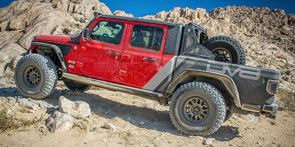 DV8 Offroad FDGL-01 Fender Flares; Slim; Front & Rear for Select Jeep Gladiator