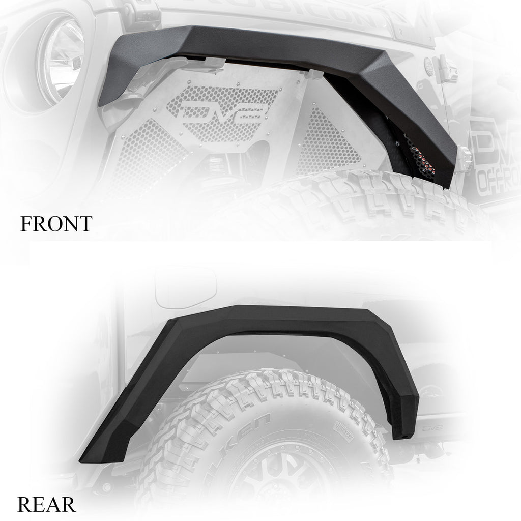 DV8 Offroad FDGL-02 Fender Flares; Armor; Front & Rear for Select Jeep Gladiator