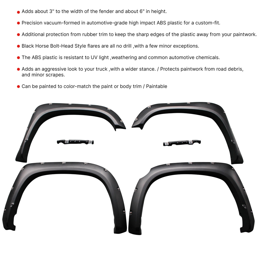 Black Horse Off Road FF-TOTUL-SM-PKT Fender Flares for Select Toyota Tundra