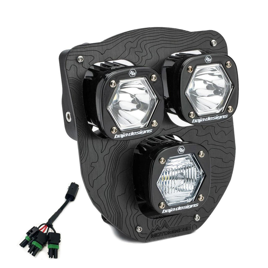 Baja Designs 38-7019 HusqvarnaTriple S1 "Hydra" (D/C) LED Headlight Kit w/ Hi-Low Harness for Select Husqvarna FE350S, Husqvarna FE501S