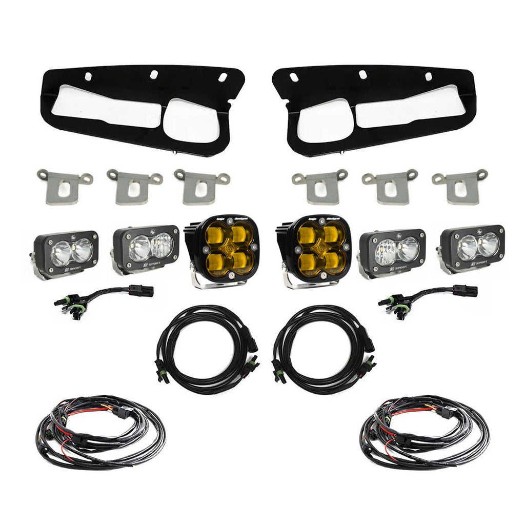 Baja Designs 447762 Squadron SAE/Dual S2 Sport Steel Bumper Fog Pocket Light Kit for Select Ford Bronco