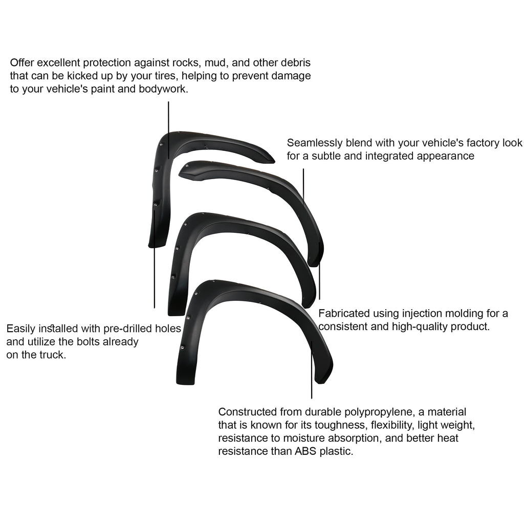 Black Horse Off Road FOERA02L OE Factory Style Fender Flares for Select Dodge Ram 1500, Dodge Ram 2500, Dodge Ram