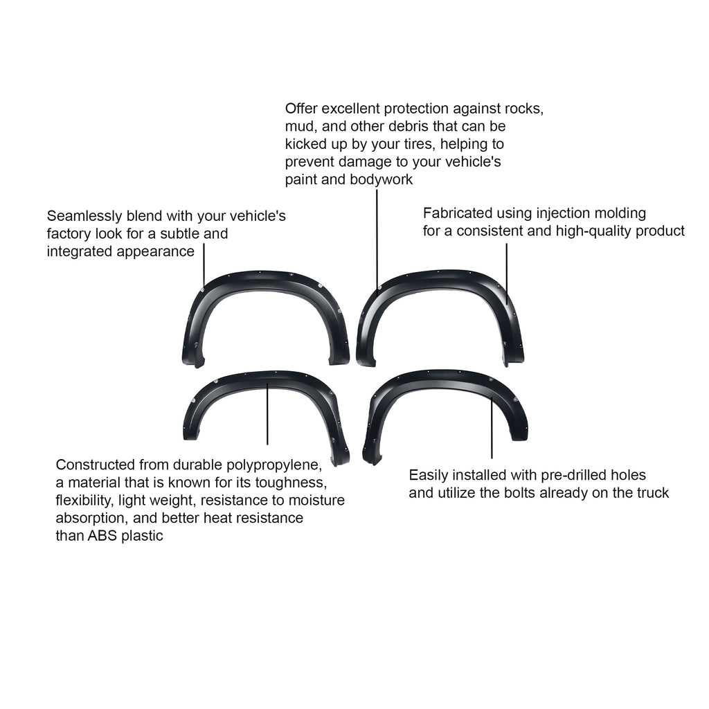 Black Horse Off Road FOESI19 OE Factory Style Fender Flares for Select Chevrolet Silverado