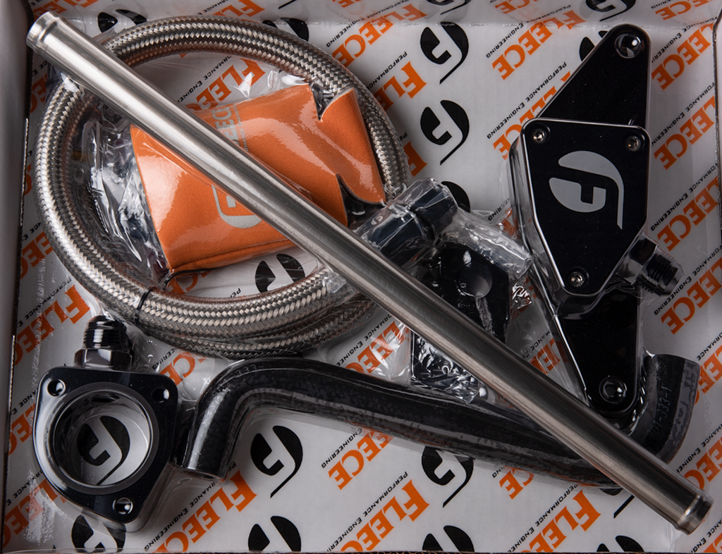 Fleece Performance FPE-CLNTBYPS-CUMMINS-0305-SS Cummins Coolant Bypass Kit (2003-05 Auto Trans) w/ Stainless Steel Braided Line for Select Dodge Ram 2500, Dodge Ram