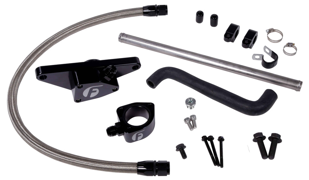 Fleece Performance FPE-CLNTBYPS-CUMMINS-0305-SS Cummins Coolant Bypass Kit (2003-05 Auto Trans) w/ Stainless Steel Braided Line for Select Dodge Ram 2500, Dodge Ram
