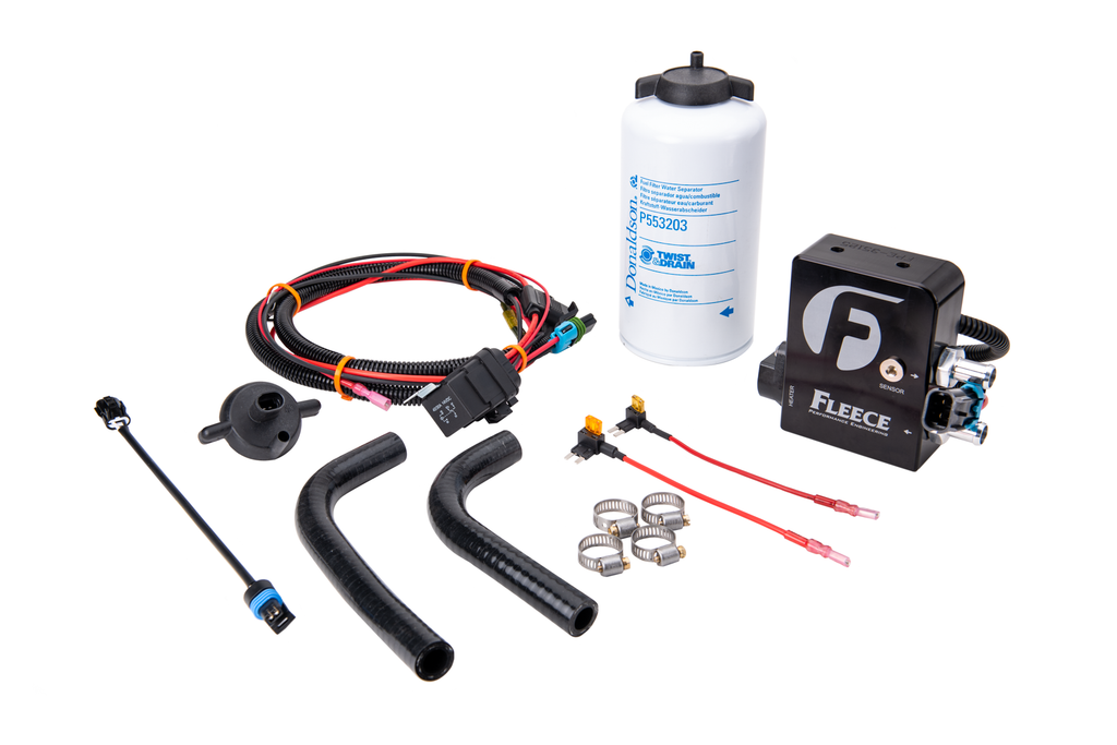 Fleece Performance FPE-DMAX-HFFBA-1116 Auxiliary Heated Fuel Filter Kit for 2011-2016 LML Duramax for Select Chevrolet Silverado HD, Chevrolet Silverado HD, GMC Sierra HD, GMC Sierra HD