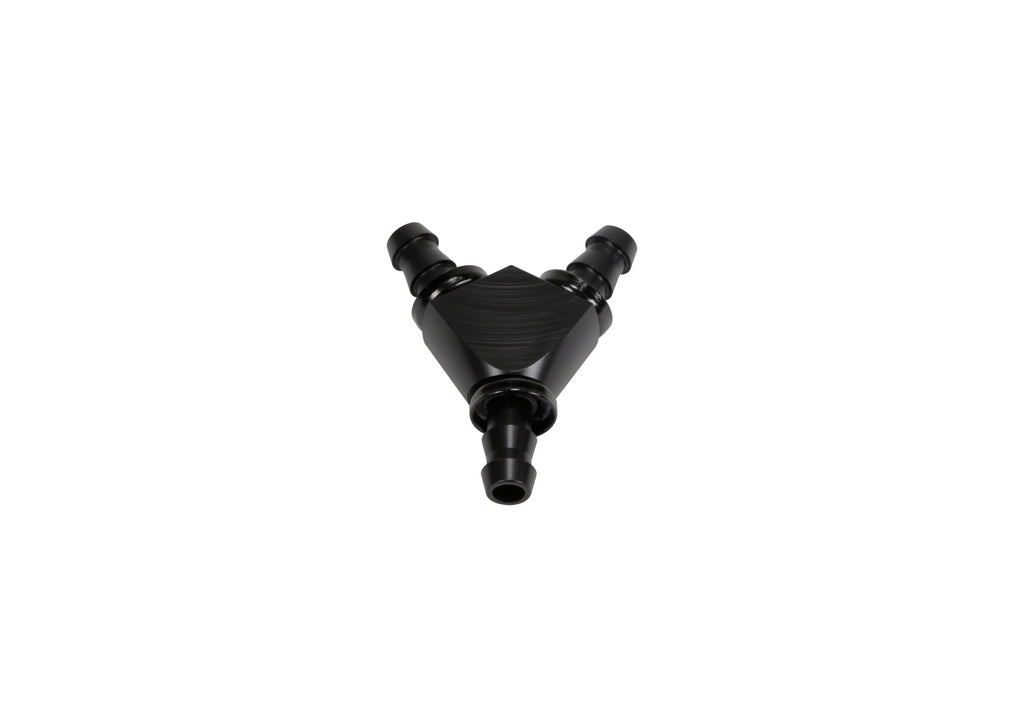 Fleece Performance FPE-FIT-Y06-BLK 3/8" Black Anodized Aluminum Y Barbed Fitting (For -6 Pushlock Hose)