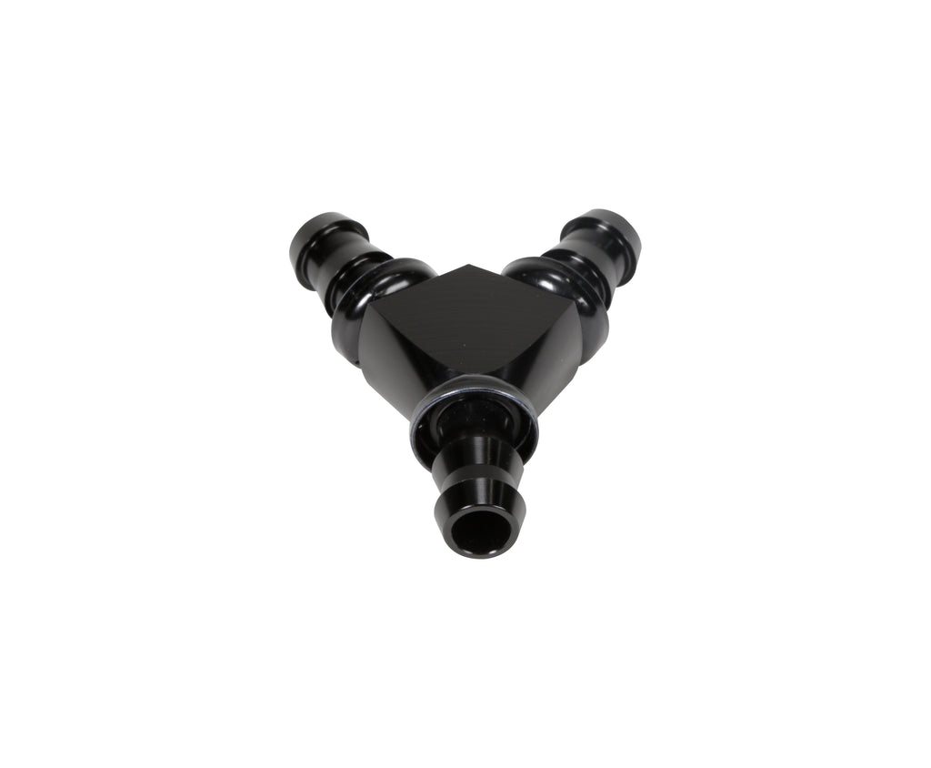 Fleece Performance FPE-FIT-Y08-BLK 1/2" Black Anodized Aluminum Y Barbed Fitting (For -8 Pushlock Hose)