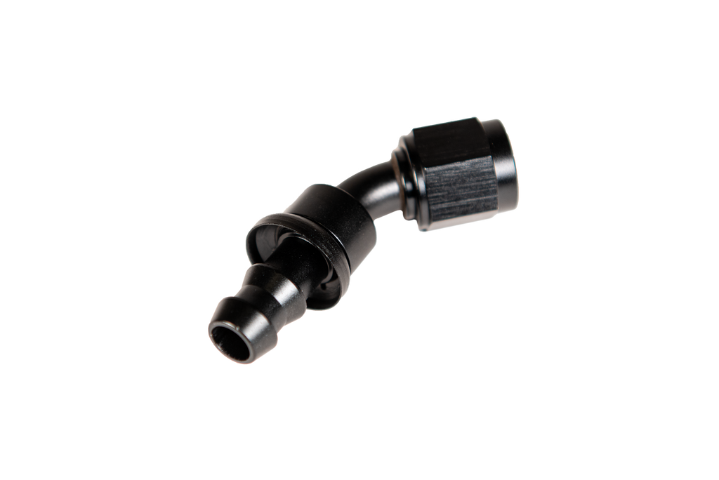 Fleece Performance FPE-PL-45-06 -6 45deg to Hose Barb - Black