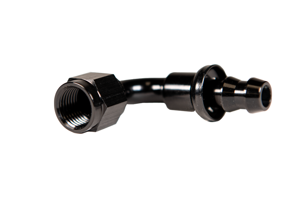 Fleece Performance FPE-PL-90-06 -6 90deg to Hose Barb - Black
