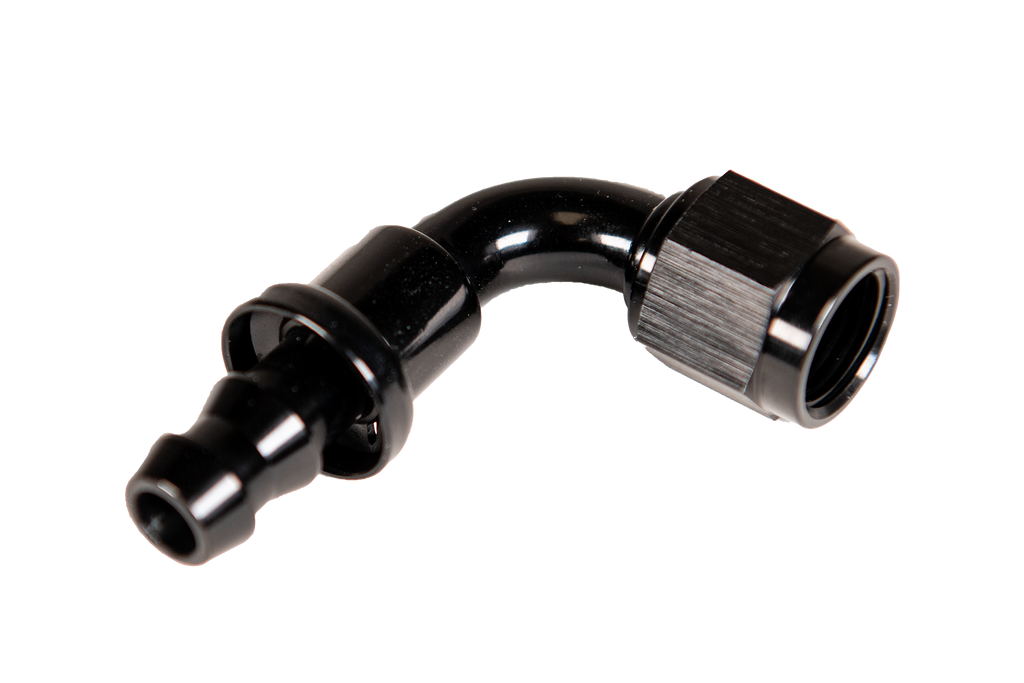 Fleece Performance FPE-PL-90-08 -8 90deg to Hose Barb - Black