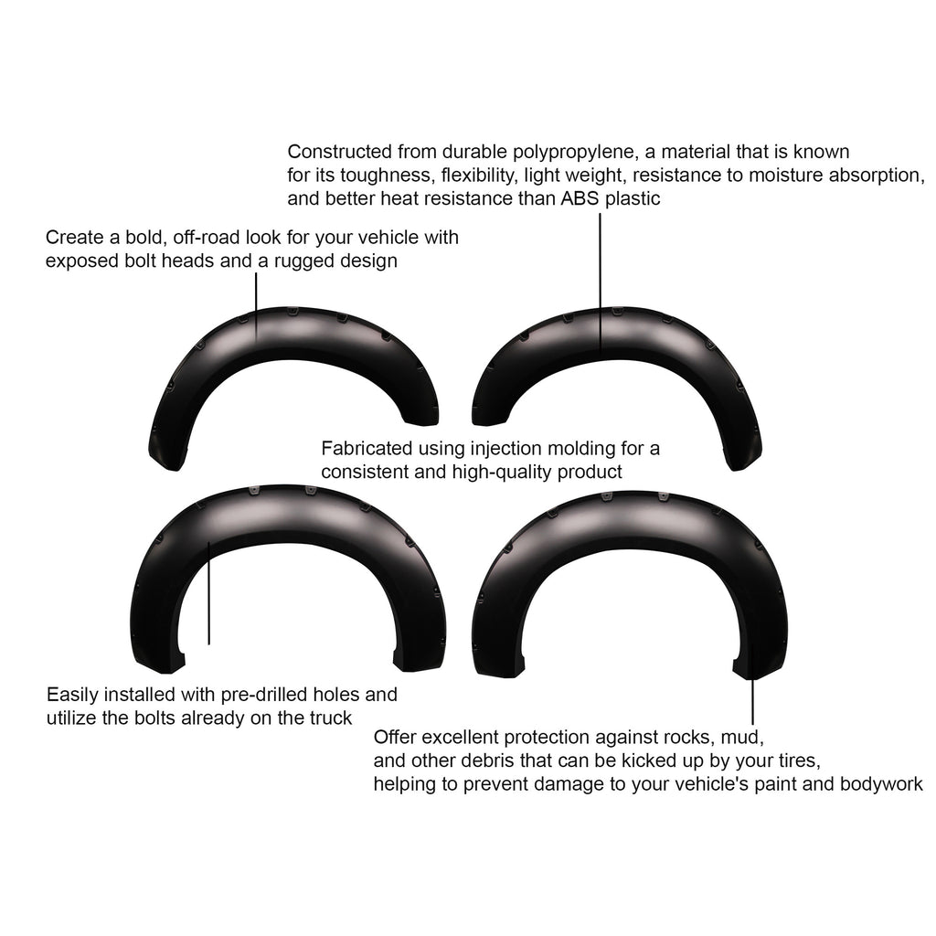 Black Horse Off Road FPSFO17 Fender Flares for Select Ford F-250 Super Duty, Ford F-350 Super Duty