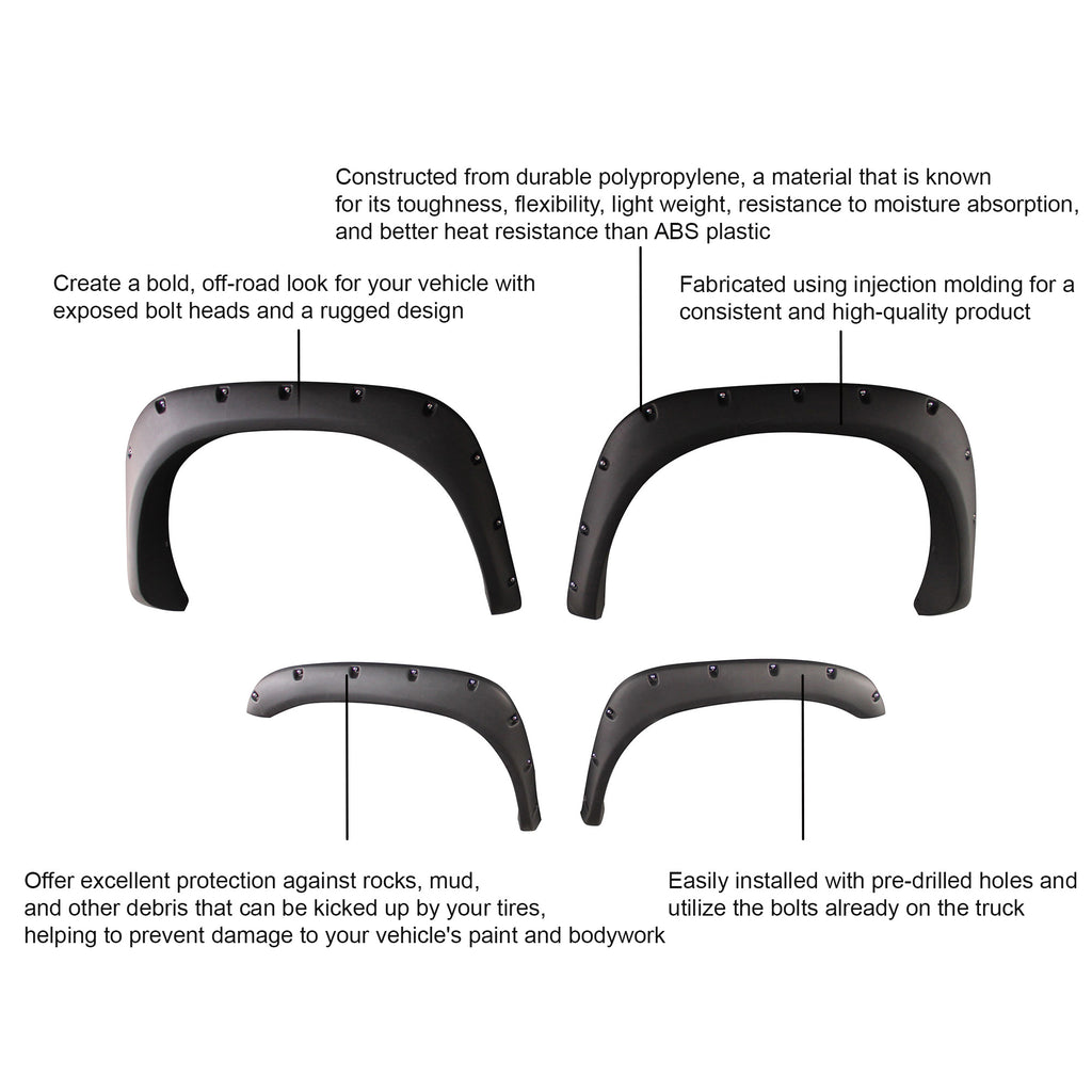 Black Horse Off Road FPSRA02 Fender Flares for Select Dodge Ram 1500, Dodge Ram 2500, Dodge Ram