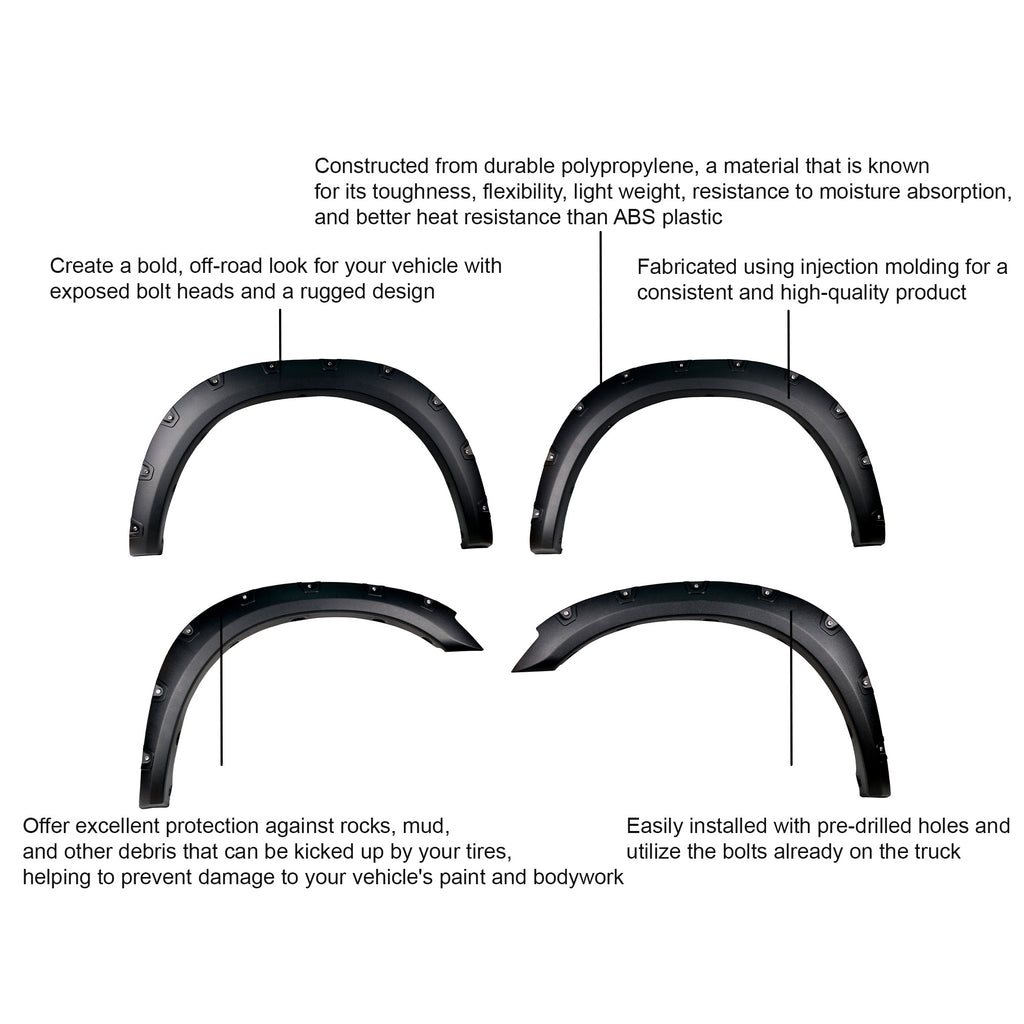 Black Horse Off Road FPSRA09T Fender Flares for Select Dodge Ram 2500, Dodge Ram 3500, Ram 2500, Ram