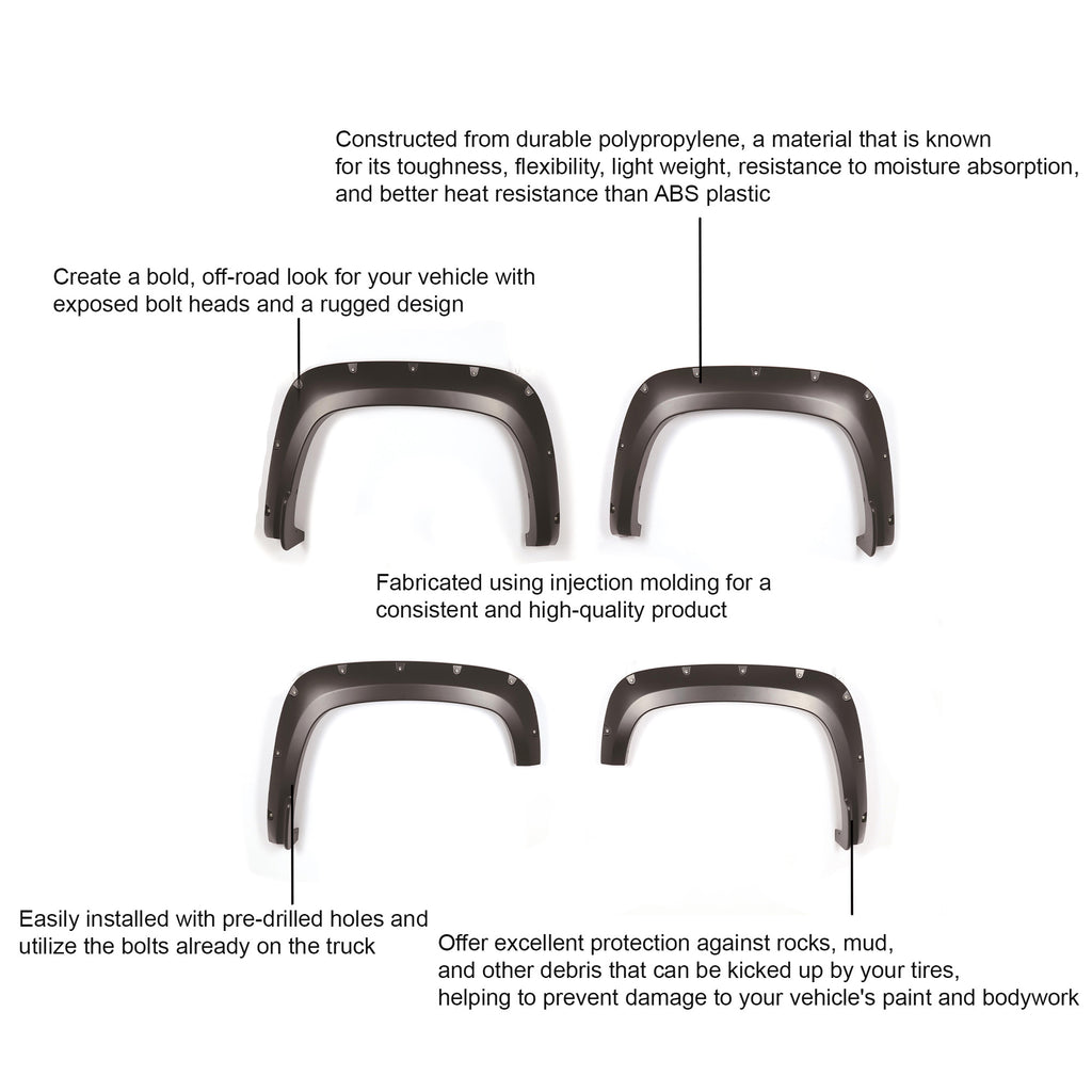 Black Horse Off Road FPSSI20 Fender Flares for Select Chevrolet Silverado HD, Chevrolet Silverado HD