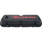 FORD 302-101 Black Steel Valve Cover Set w/Mustang Logo