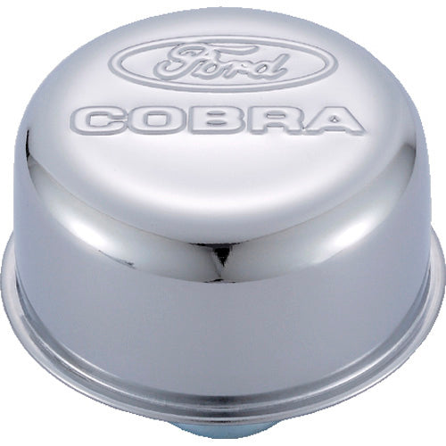 FORD 302-225 Chrome Steel Breather W/Ford Cobra Logo