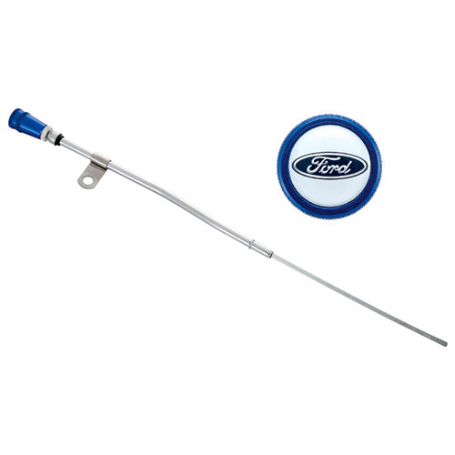 FORD 302-400 Engine Oil Dipstick Assy Chrome w/Blue Alm Handle