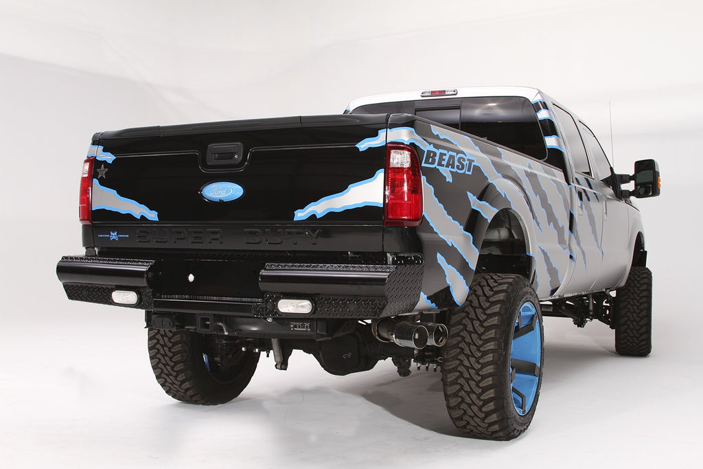 Fab Fours FS08-T1350-1 Black Steel Ranch Rear Bumper for Select Ford F-250 Super Duty, Ford F-350 Super Duty