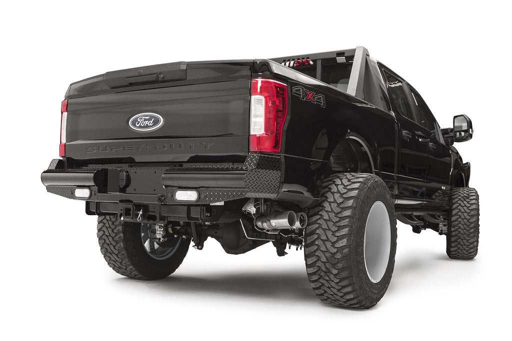 Fab Fours FS17-T4150-1 Black Steel Ranch Rear Bumper for Select Ford F-250 Super Duty, Ford F-350 Super Duty, Ford F-600 Super Duty