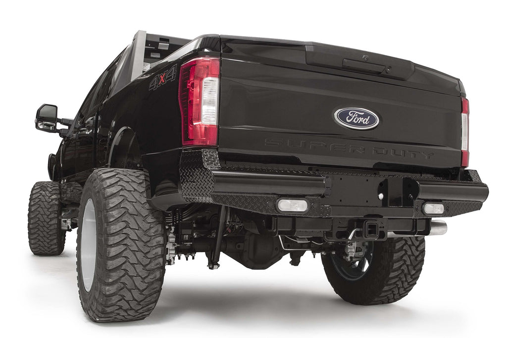 Fab Fours FS17-T4150-1 Black Steel Ranch Rear Bumper for Select Ford F-250 Super Duty, Ford F-350 Super Duty, Ford F-600 Super Duty