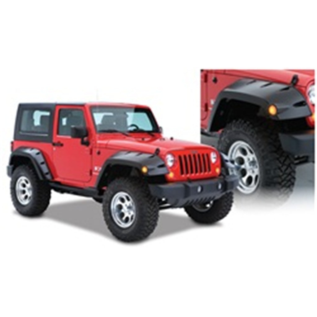 Fender-Flares-2007-Jeep-Wrangler-Jk-4Dr;-Pocket-Style-Fender-Flares;-Front;-Black-Finish