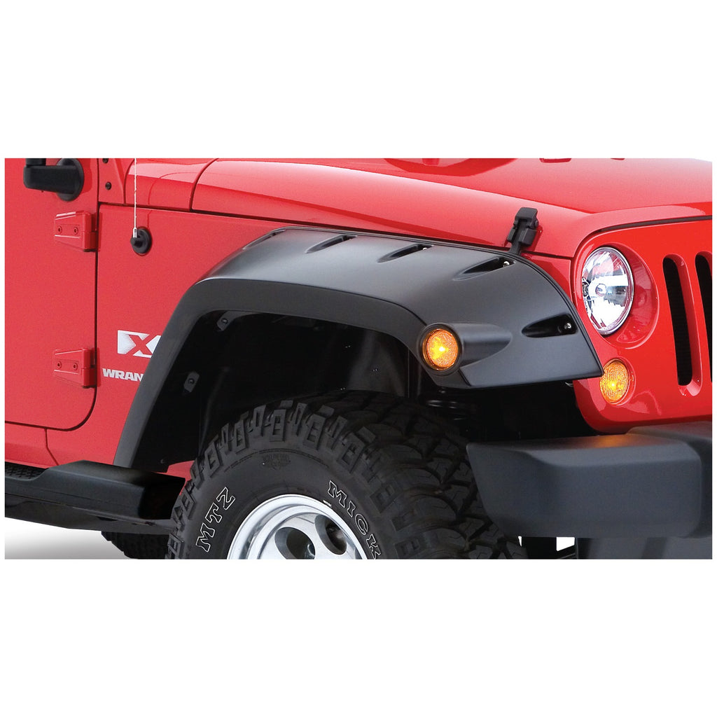 Fender-Flares-2007-Jeep-Wrangler-Jk-4Dr;-Pocket-Style-Fender-Flares;-Front;-Black-Finish